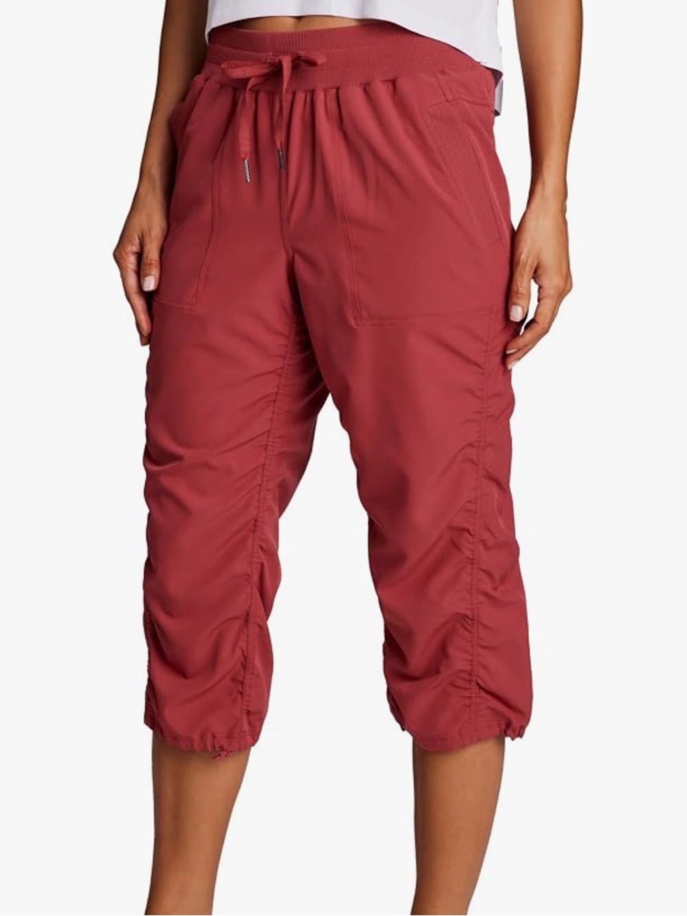 RBX Women's Lightweight Drawstring Capri Pants - Garnet Red, XL